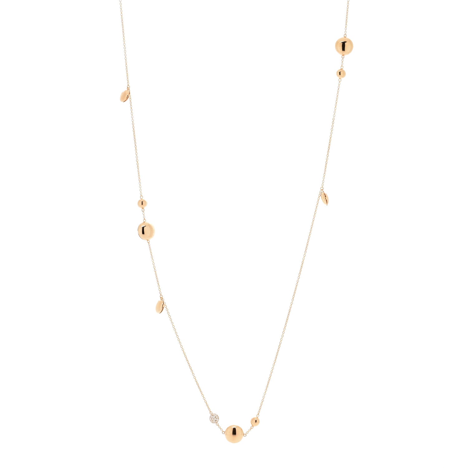 Roberto Coin 18K Rose Gold Diamond Disc Station Necklace 1 of 3