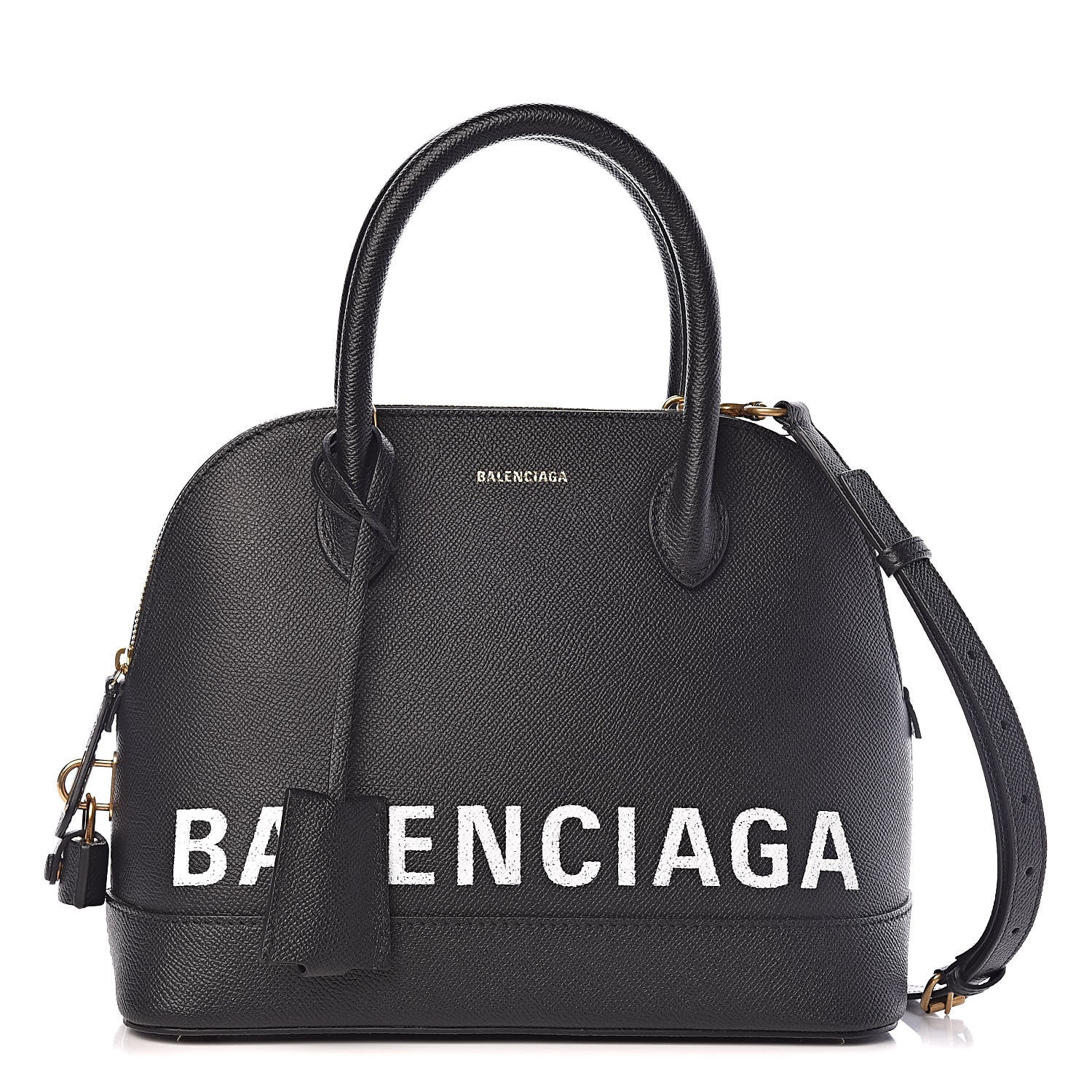 Balenciaga Signature Grained Calfskin Logo S Ville Top Handle Bag Black 1 of 11