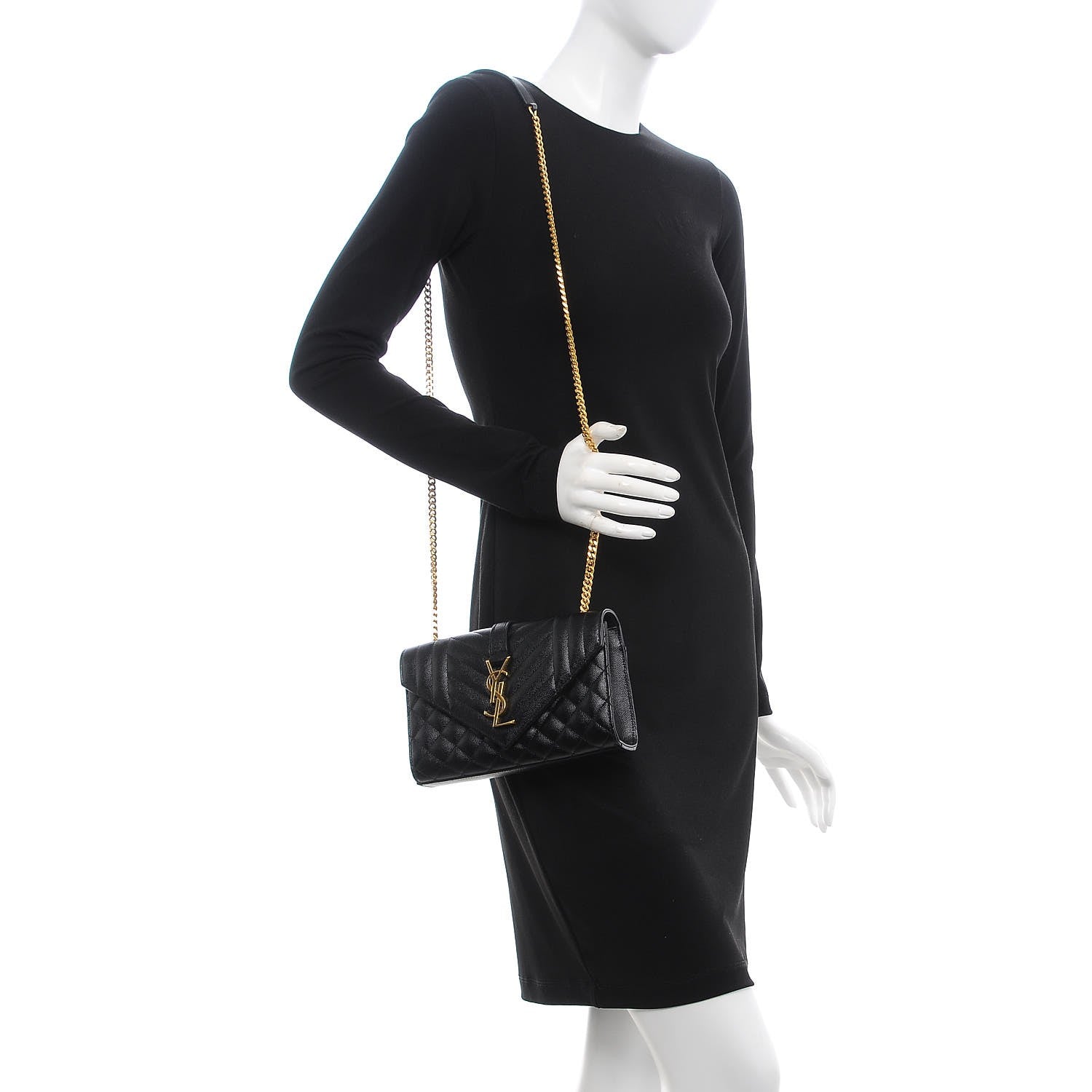 Saint Laurent Grain De Poudre Textured Mixed Matelasse Triquilt Small Monogram Satchel Black 2 of 7