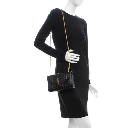 Saint Laurent Grain De Poudre Textured Mixed Matelasse Triquilt Small Monogram Satchel Black 2 of 7