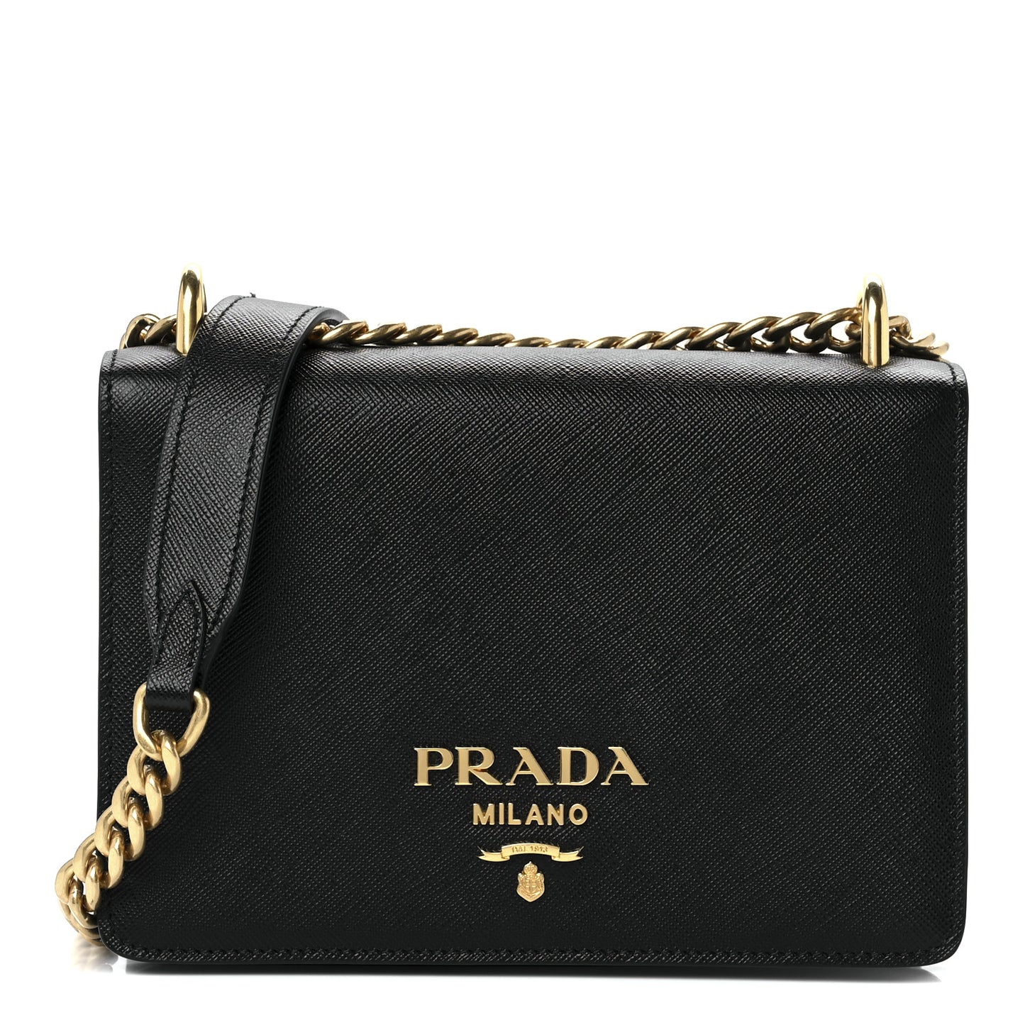 Saffiano Chain Shoulder Bag Black