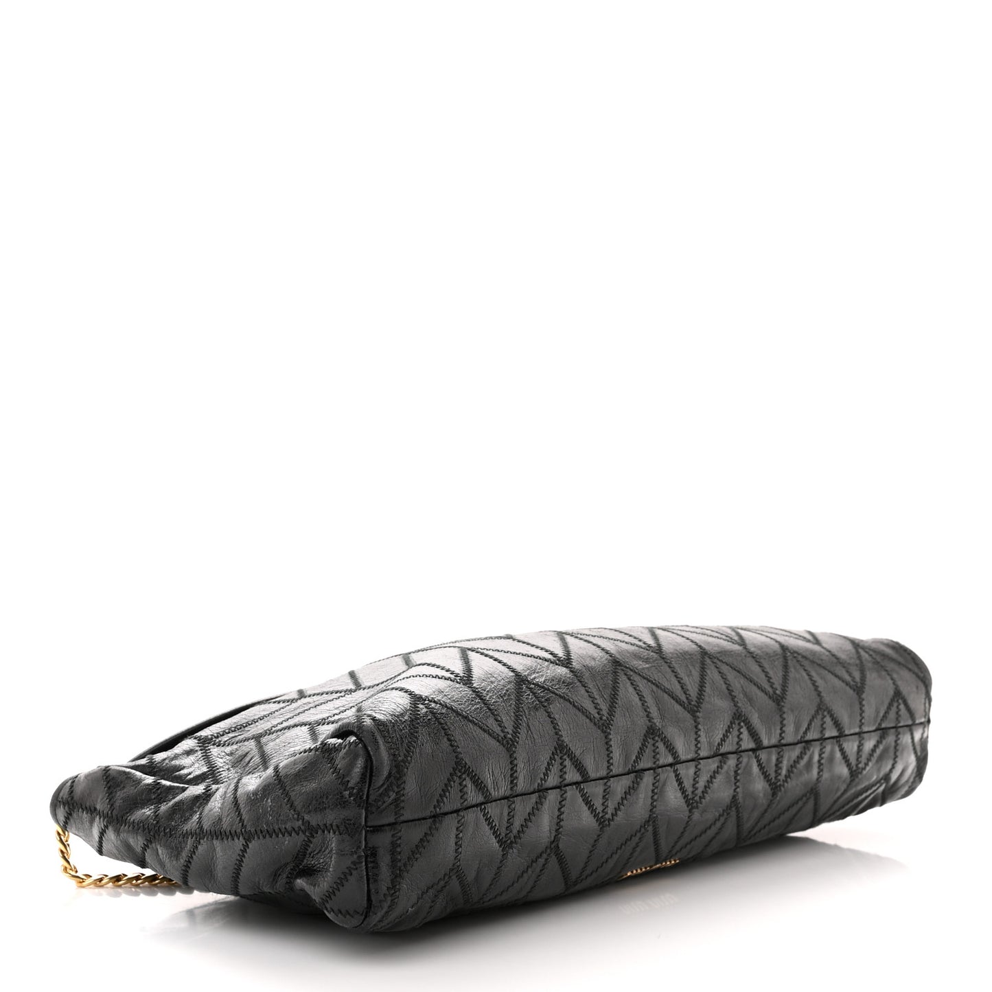 Vitello Shine Quilted Shoulder Bag Black