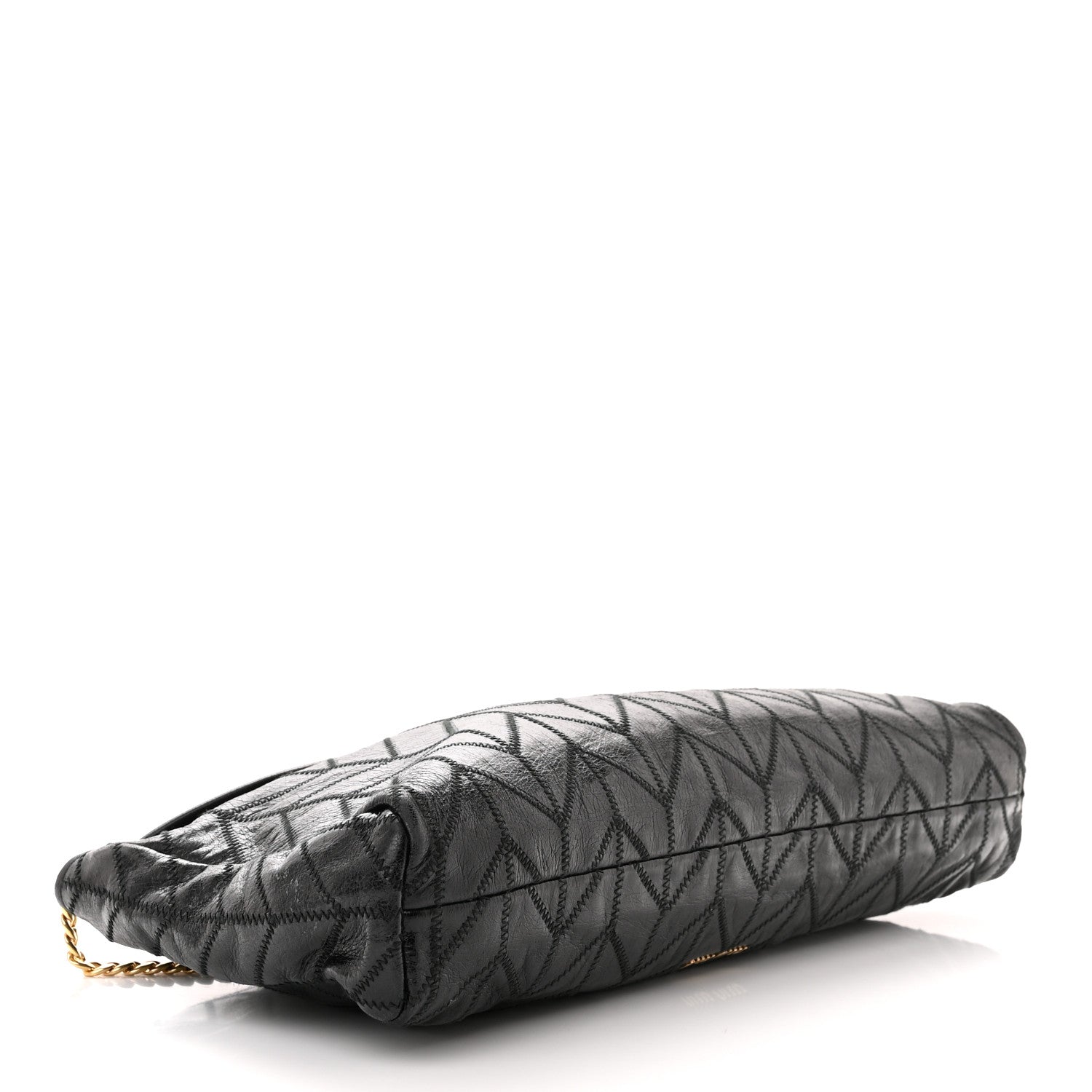 Miu Miu Vitello Shine Quilted Shoulder Bag Black 4 of 11