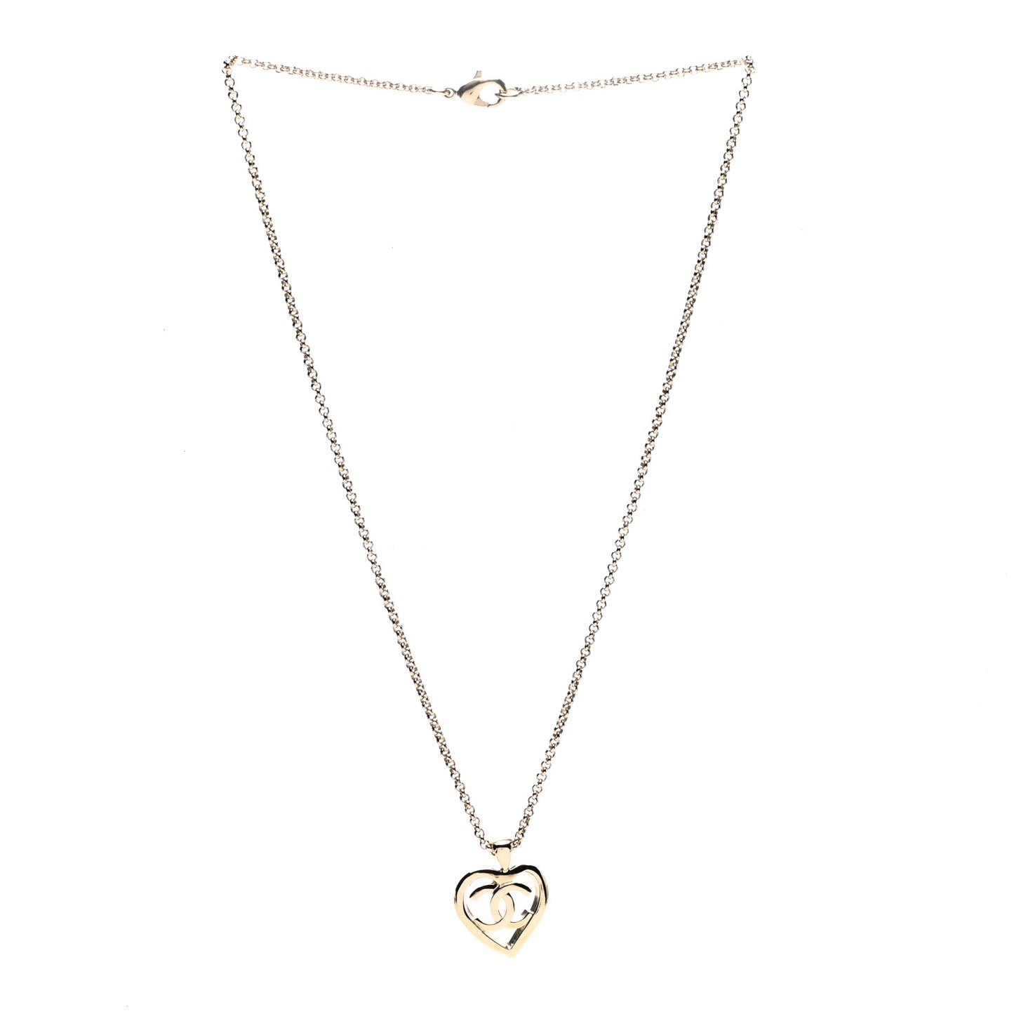 CC Heart Chain Pendant Necklace Gold