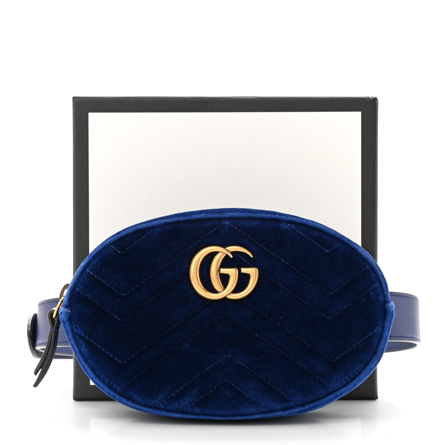 Gucci Velvet Matelasse GG Marmont Belt Bag 85 34 Cobalt Blue 13 of 13