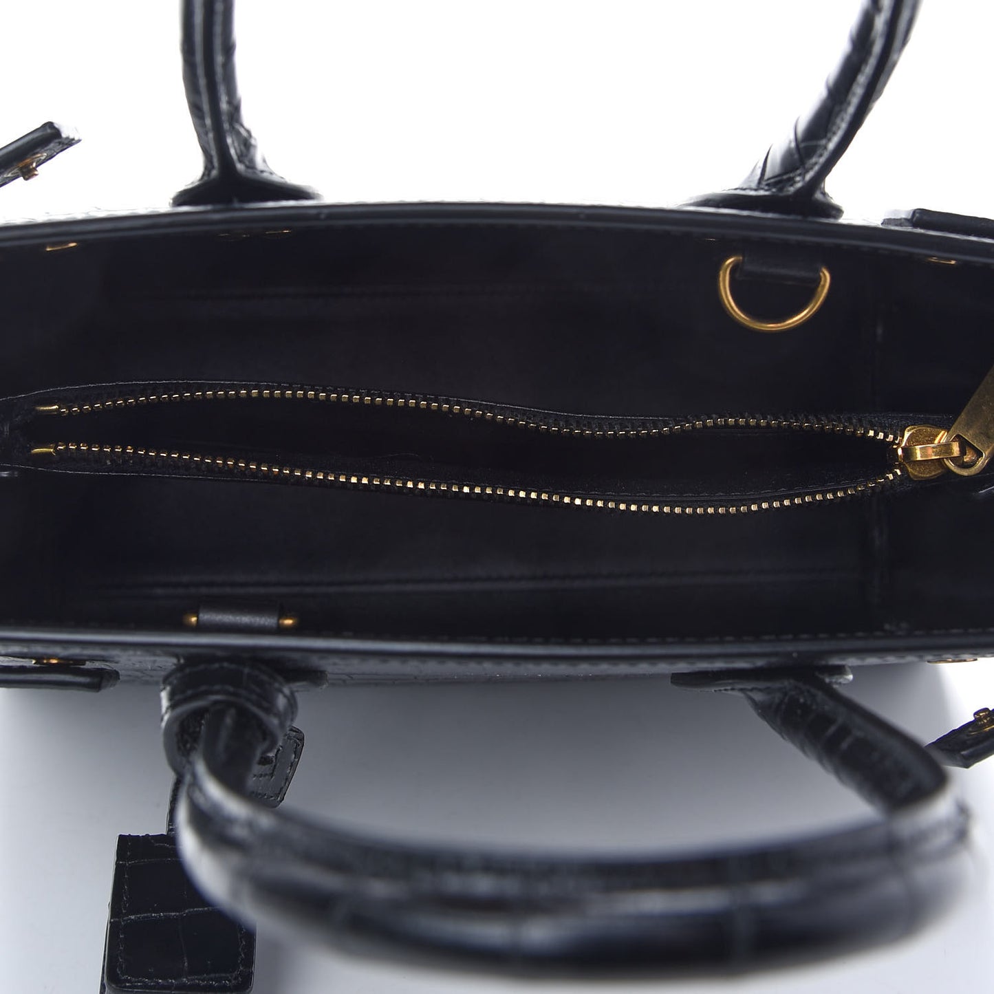 Calfskin Crocodile Embossed Baby Sac De Jour Black