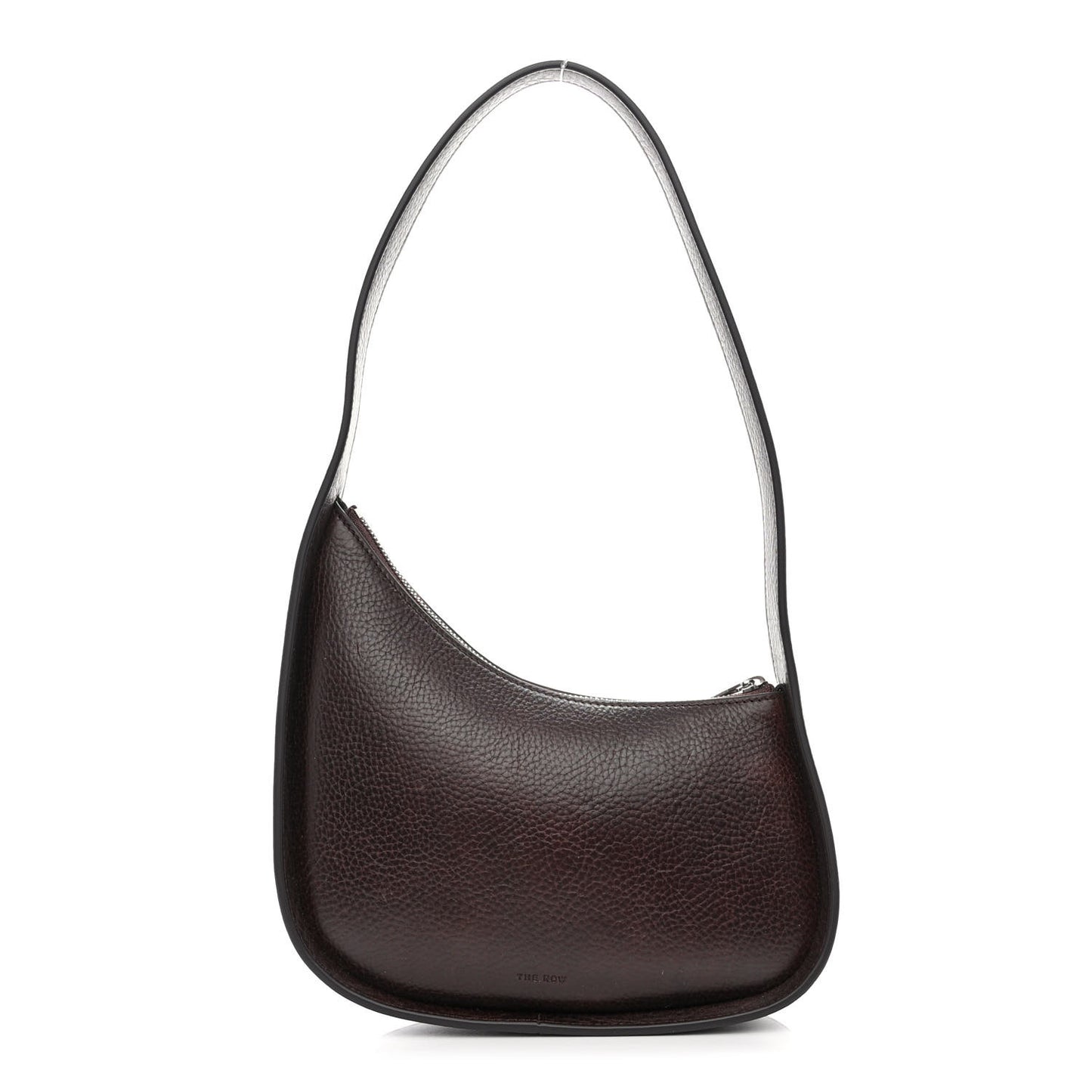Grained Calfskin Half Moon Shoulder Bag Brown
