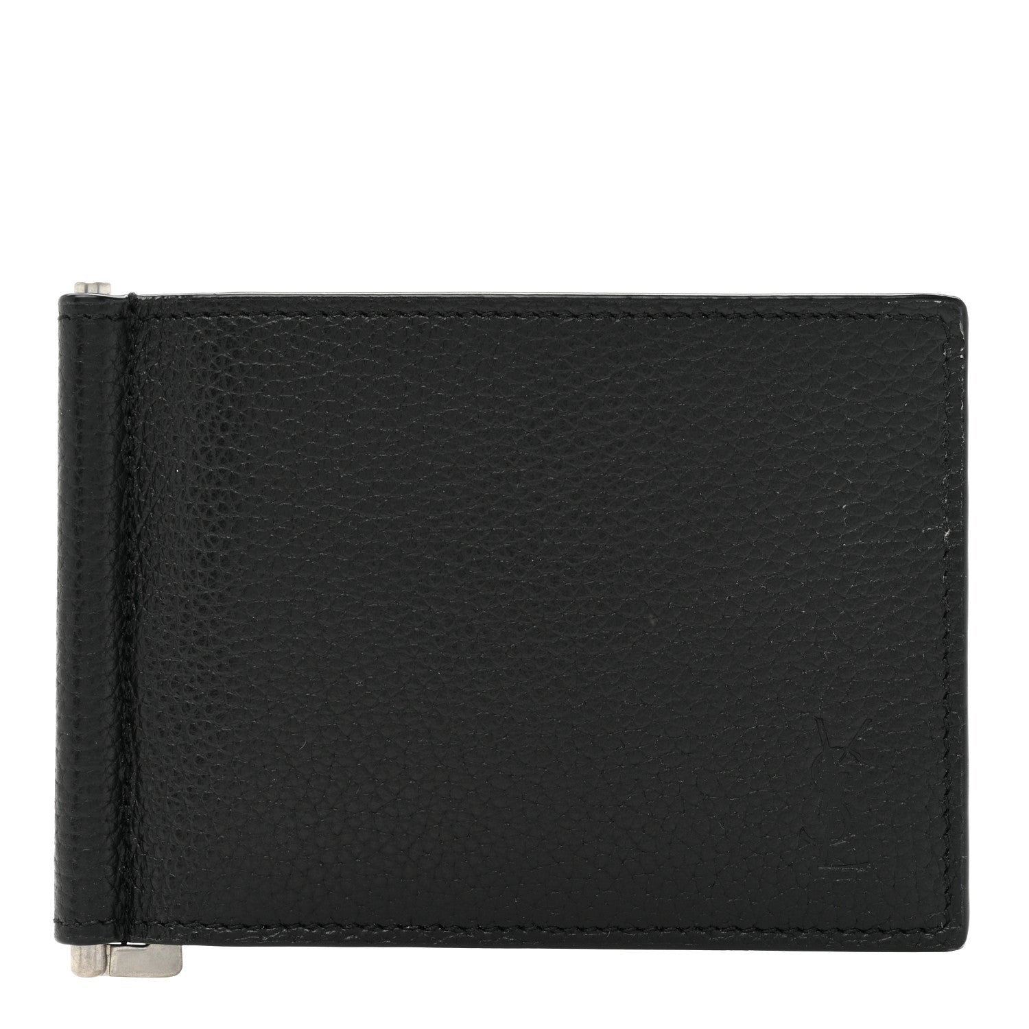 Saint Laurent Grained Calfskin Cassandre Shadow Bill Clip Wallet Black 1 of 11