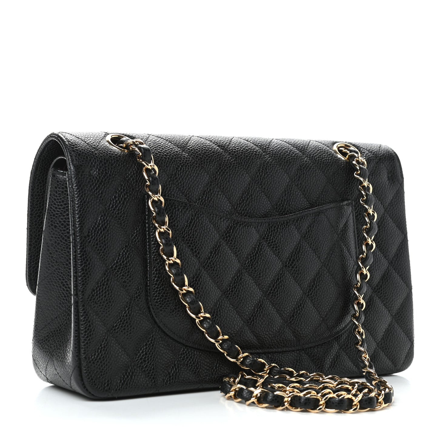 Caviar Quilted Medium Double Flap Black
