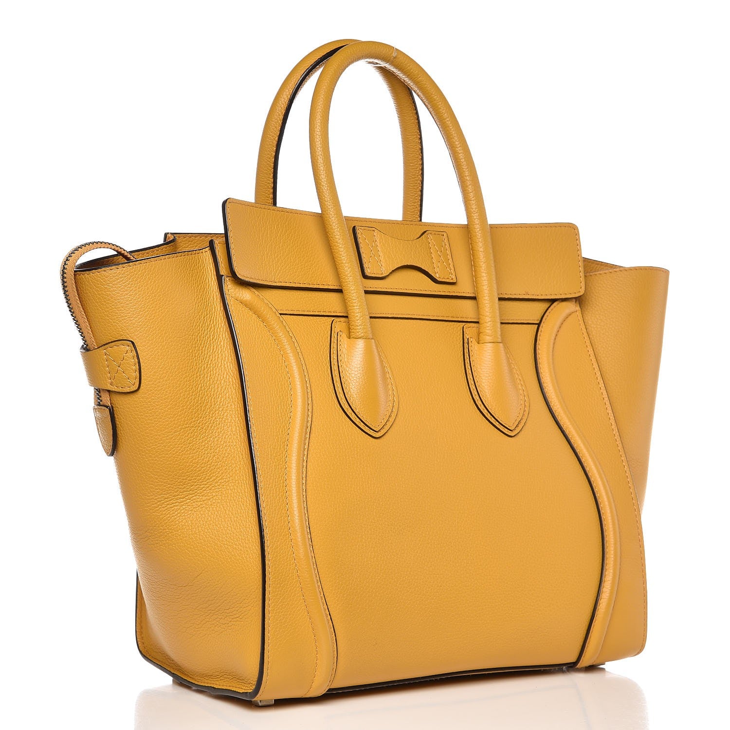 Celine Drummed Calfskin Mini Luggage Ocre 3 of 11