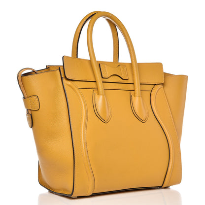 Celine Drummed Calfskin Mini Luggage Ocre 3 of 11