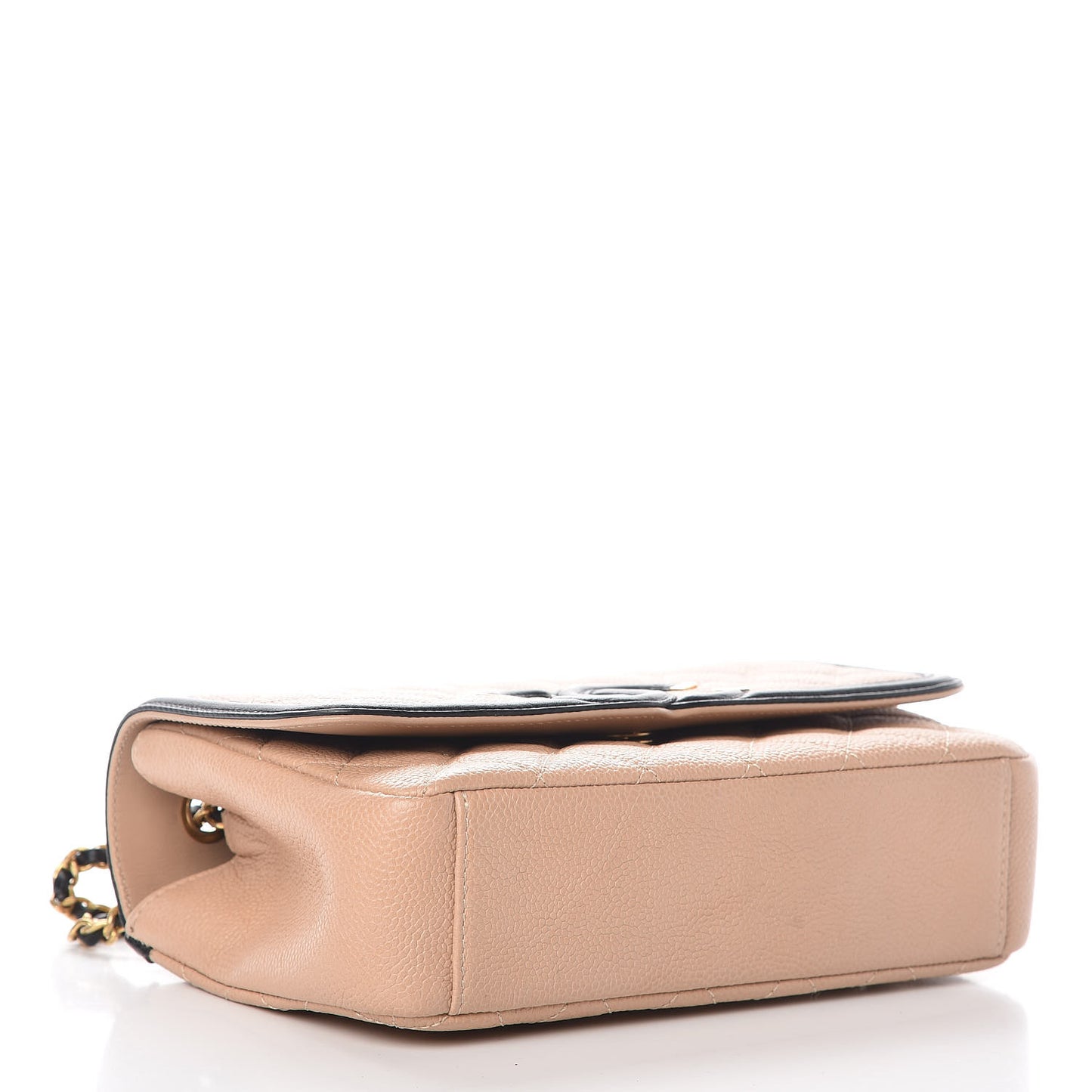Caviar Quilted Small CC Filigree Flap Beige Black