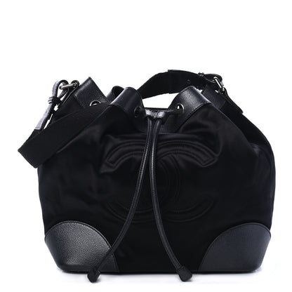 Chanel Satin Caviar CC Drawstring Bucket Bag Black 1 of 4