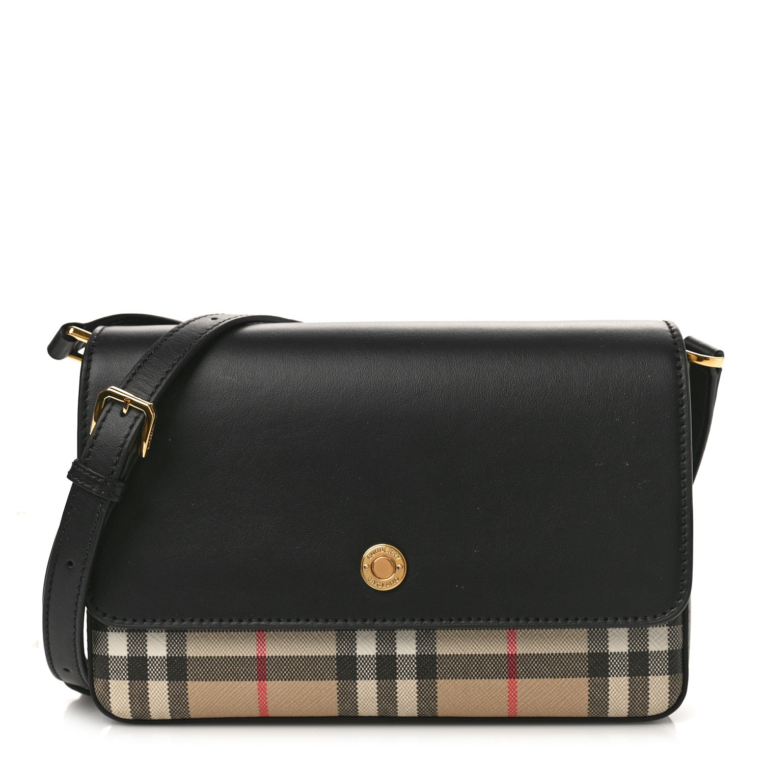 Burberry Calfskin Vintage Check New Hampshire Bag Black 1 of 9