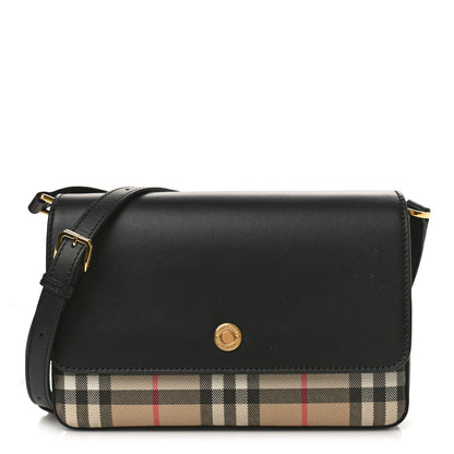 Burberry Calfskin Vintage Check New Hampshire Bag Black 1 of 9