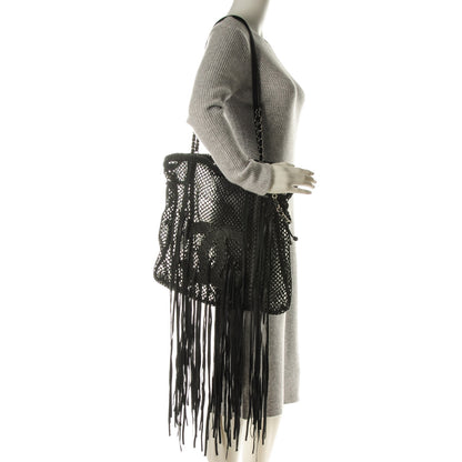 Chanel Calfskin Fringe La Madrague Large Tote Black 2 of 7