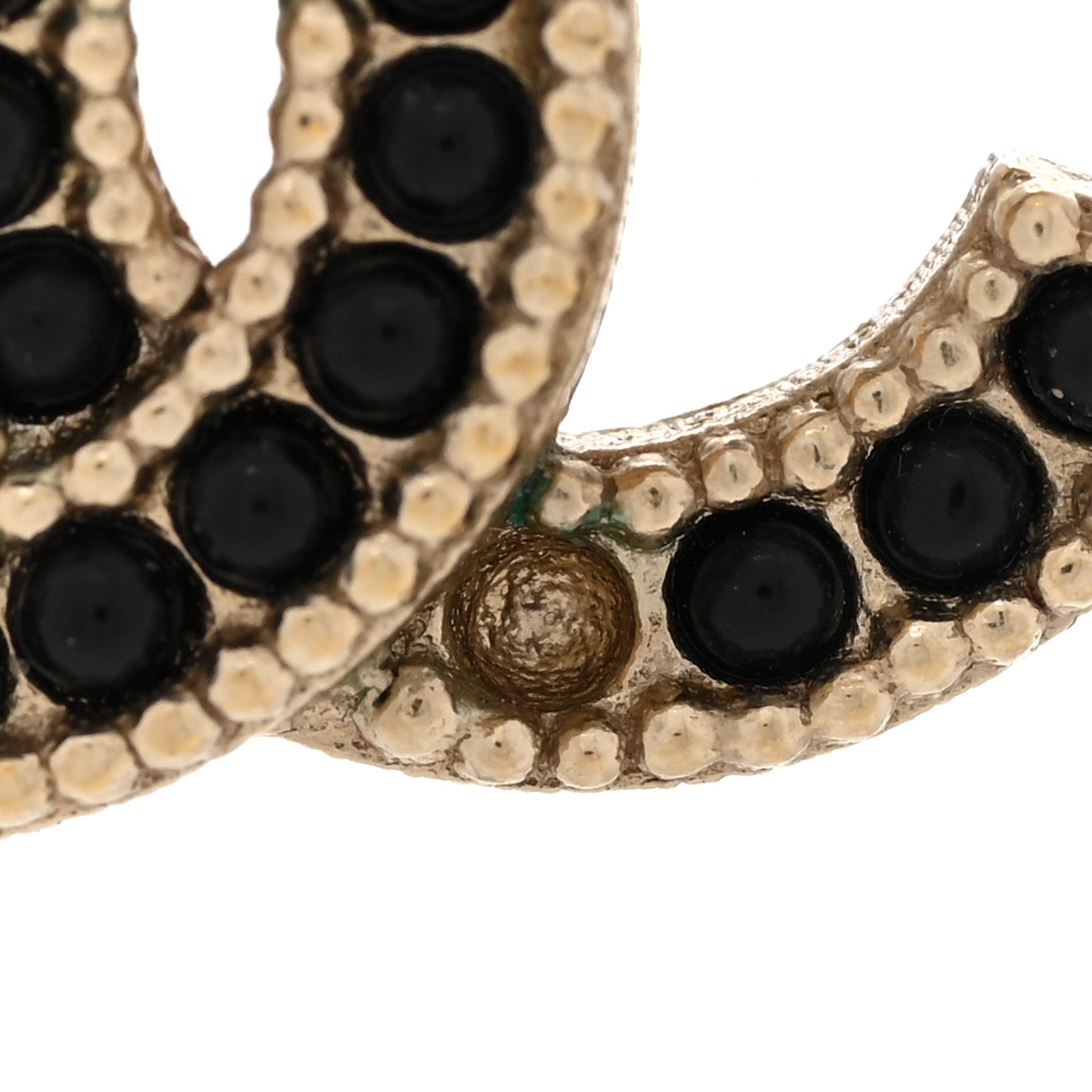 Bead CC Earrings Light Gold Black