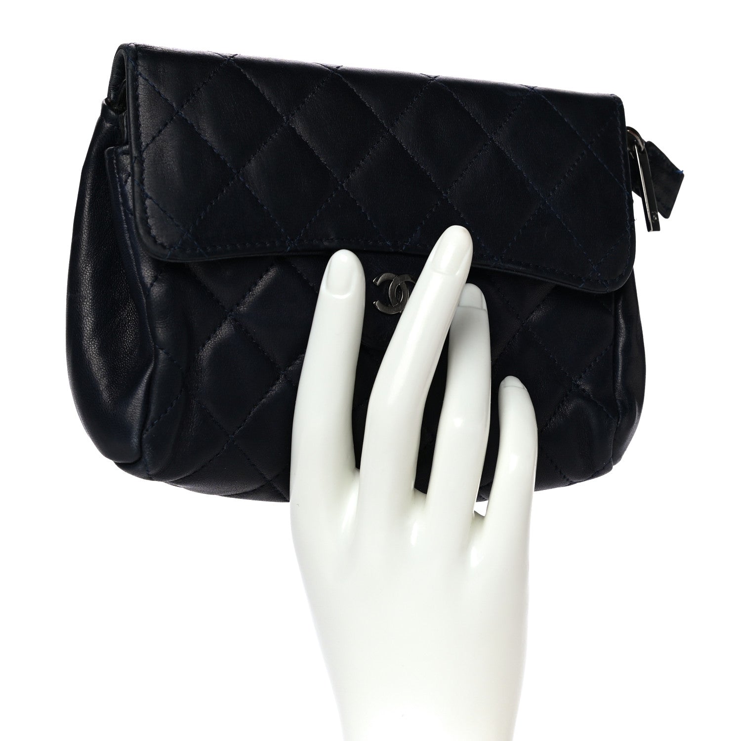 Chanel Lambskin Quilted Flap Cosmetic Case Blue 2 of 11