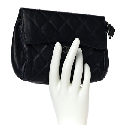 Chanel Lambskin Quilted Flap Cosmetic Case Blue 2 of 11