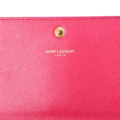 Saint Laurent Grain De Poudre Classic Monogram Cassandre Wallet Fuchsia 5 of 12