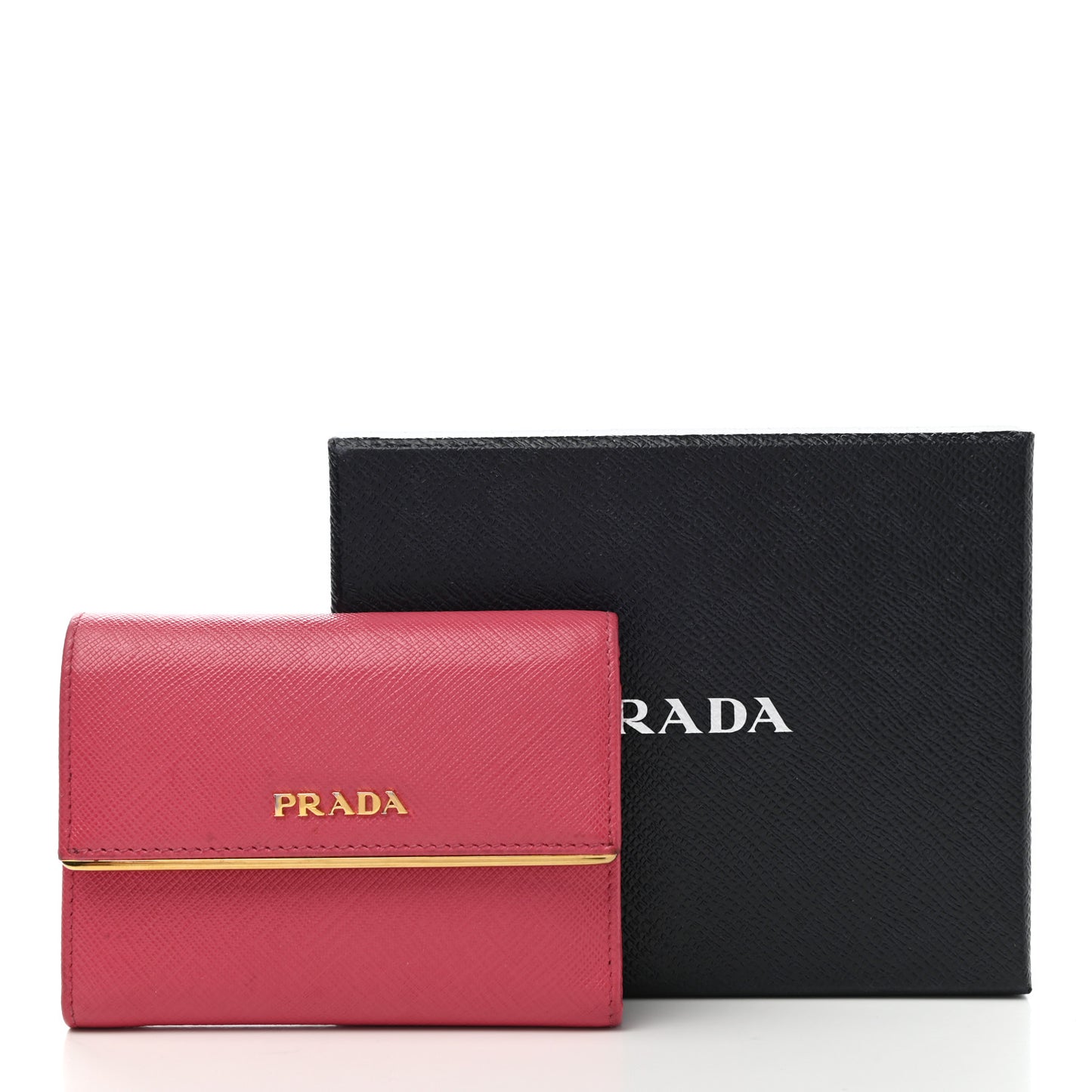 Saffiano Metal Bar Flap Wallet Peonia