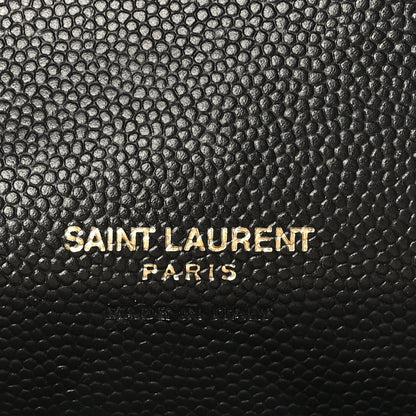 Saint Laurent Grain De Poudre Matelasse Chevron Monogram Envelope Clutch Black 6 of 7