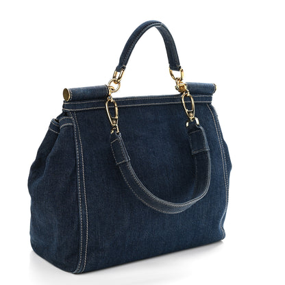 Dolce & Gabbana Denim Large Miss Sicily Satchel Blue 3 of 9