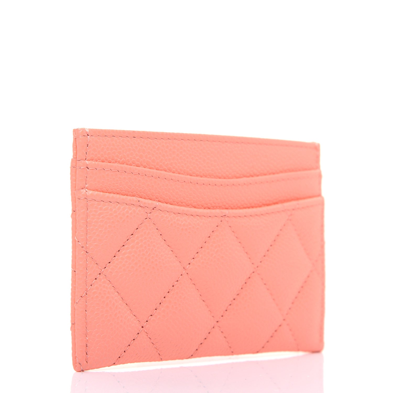 Chanel Caviar Quilted Card Holder Coral 3 of 12