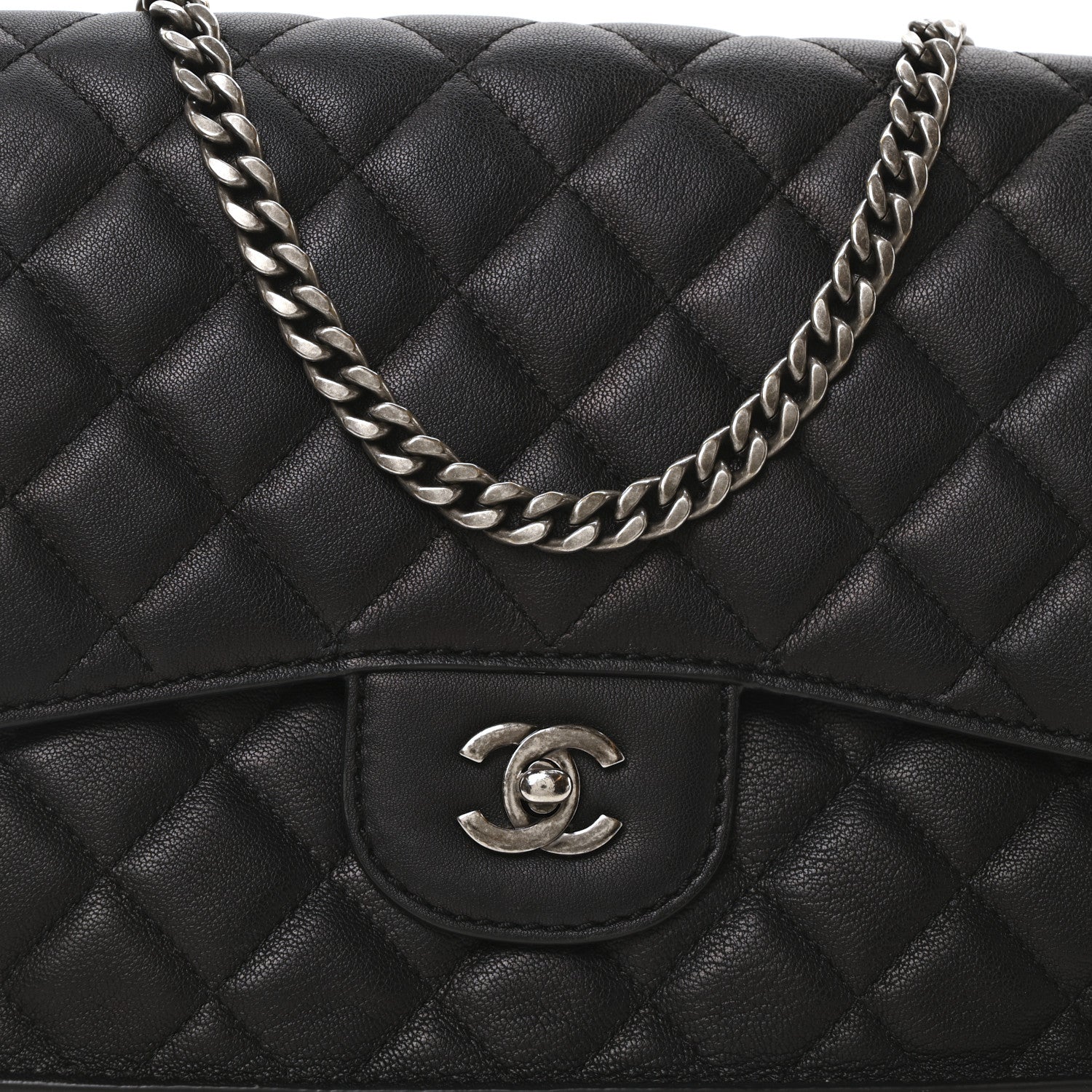 Chanel Metallic Goatskin Quilted Rock In Rome Flap Black 8 of 10