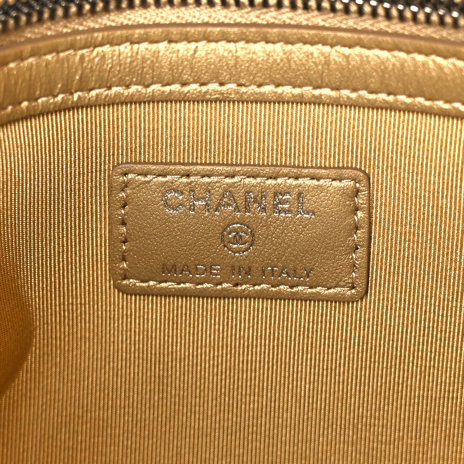 Chanel Metallic Calfskin Crocodile Embossed Medium Gabrielle Cosmetic Case Gold 6 of 8