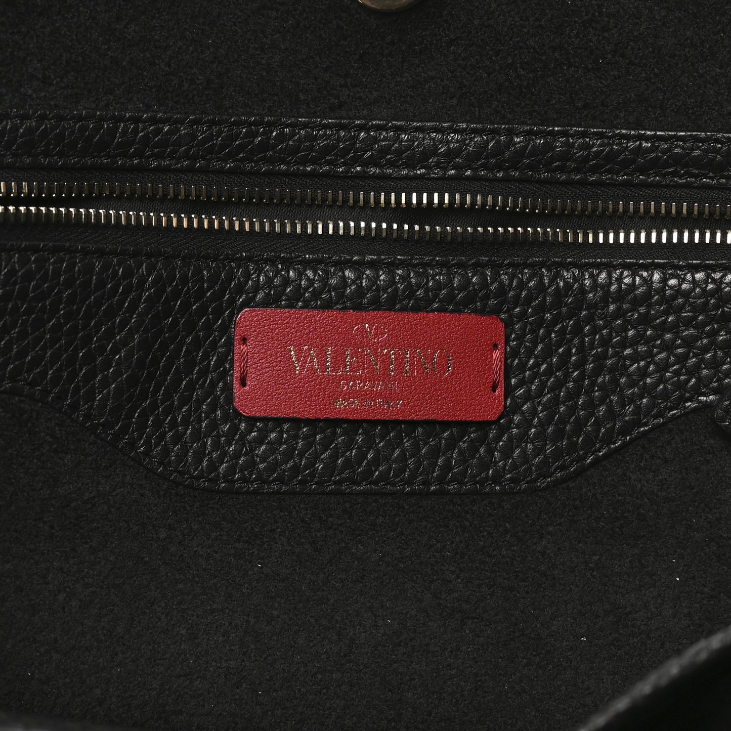 Grained Calfskin Small Rockstud Shoulder Tote Black
