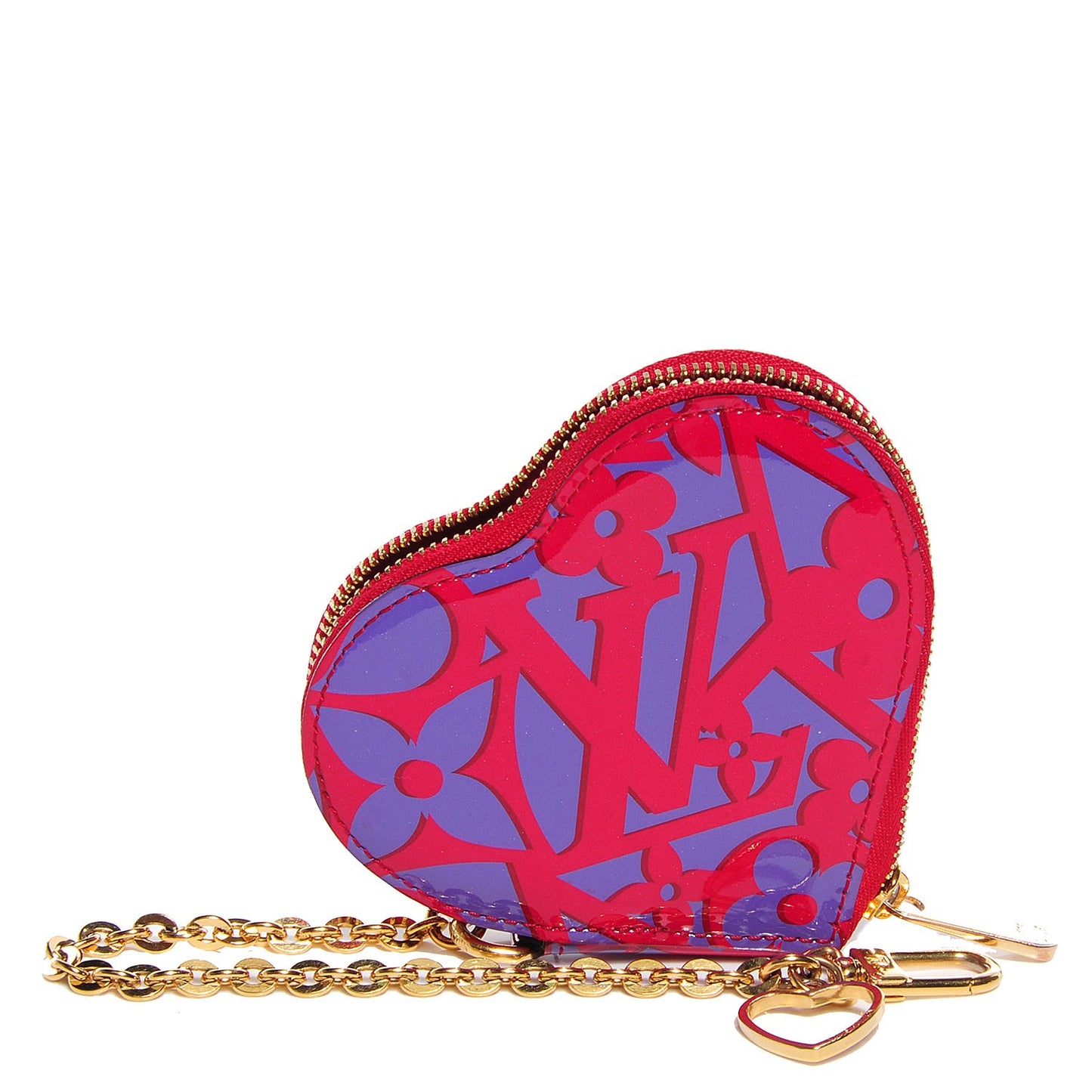 Patent Sweet Monogram Coeur Heart Coin Purse Rose Indien