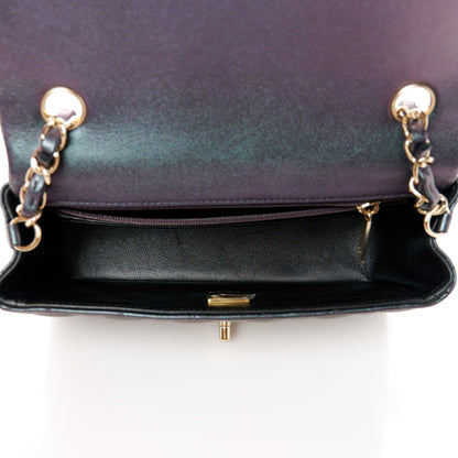 Chanel Iridescent Lambskin Quilted Mini Rectangular Flap Dark Purple 5 of 11