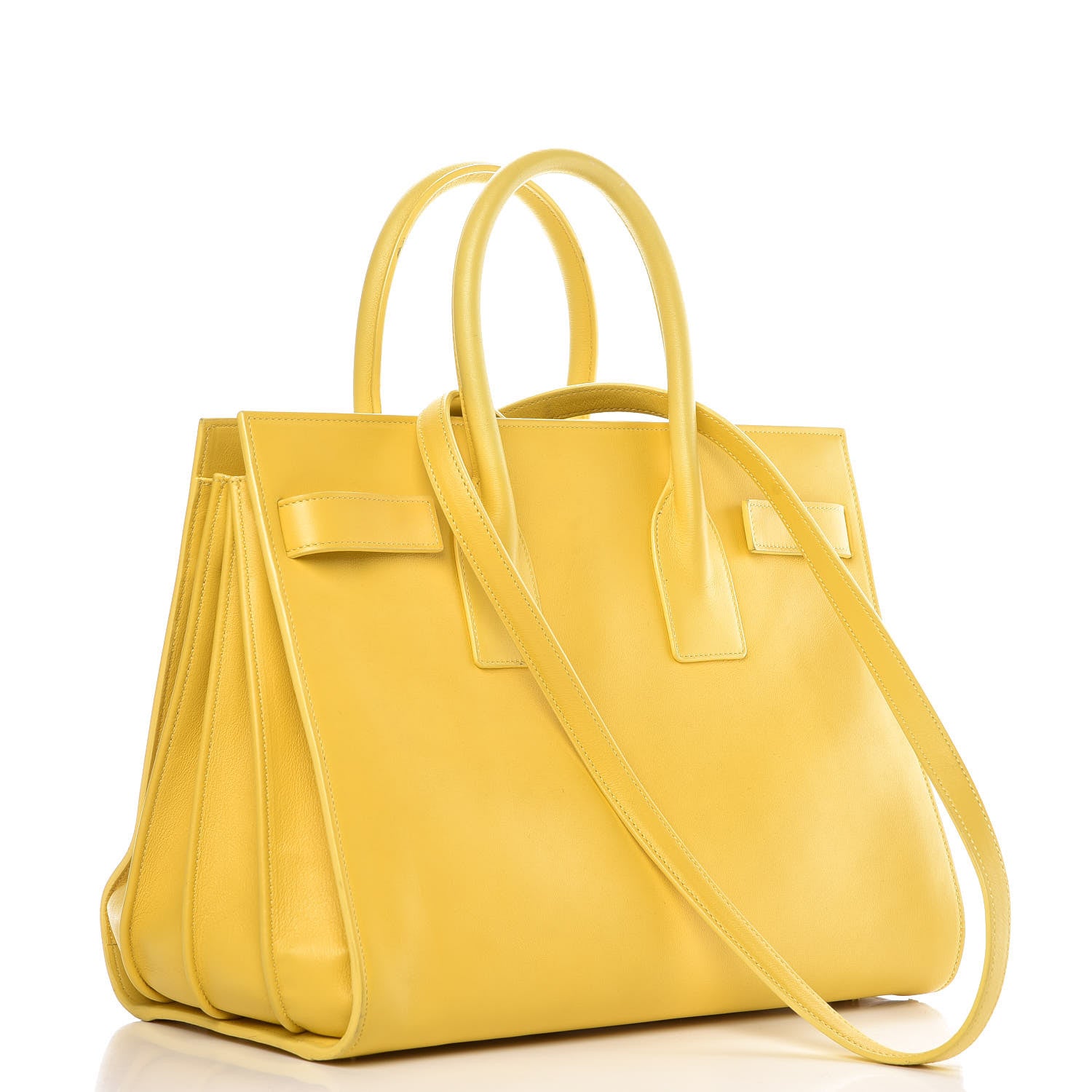 Saint Laurent Grained Calfskin Small Sac De Jour Yellow 3 of 20