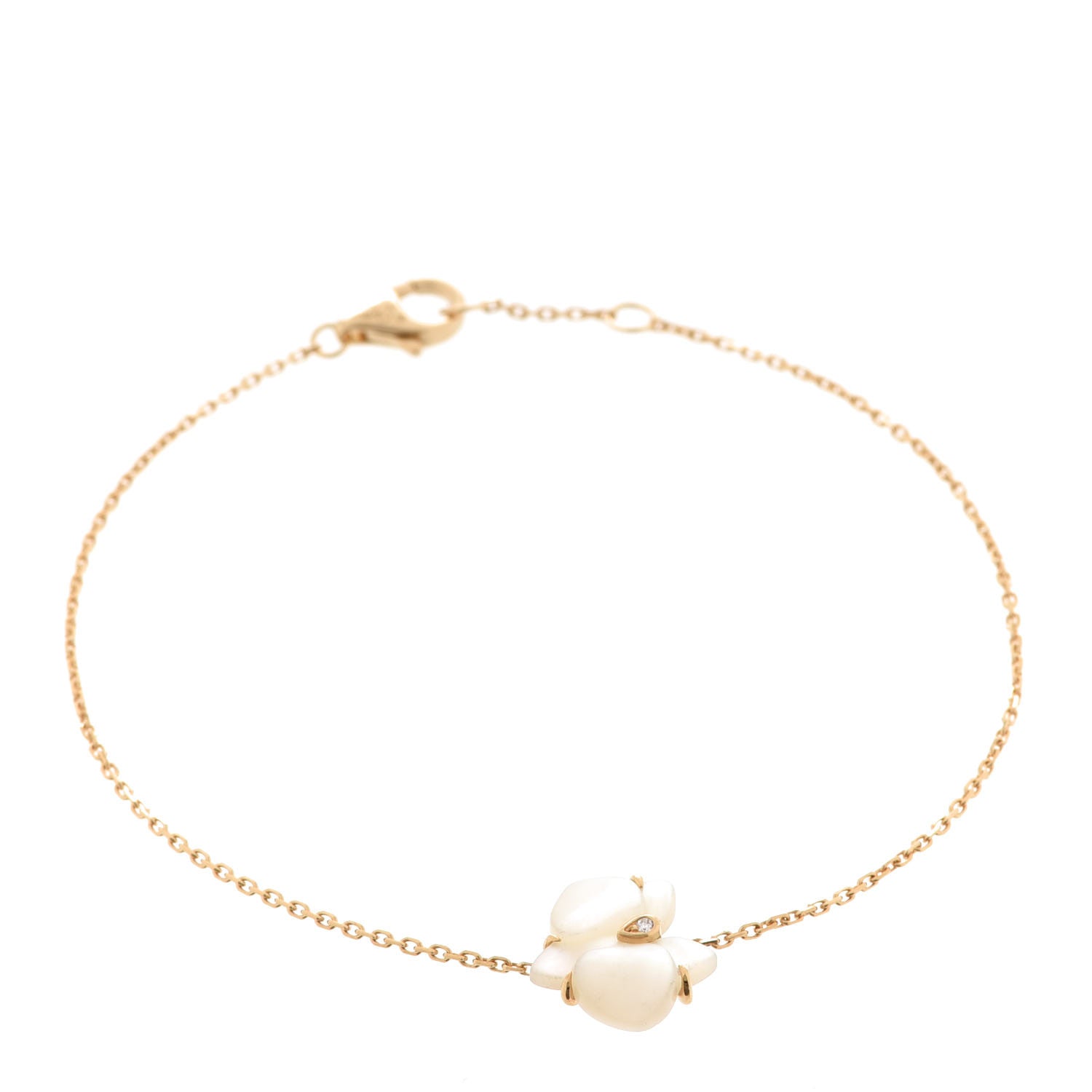 Cartier 18K Yellow Gold Diamond White Mother of Pearl Caresse D'Orchidees Par Cartier Bracelet 1 of 6