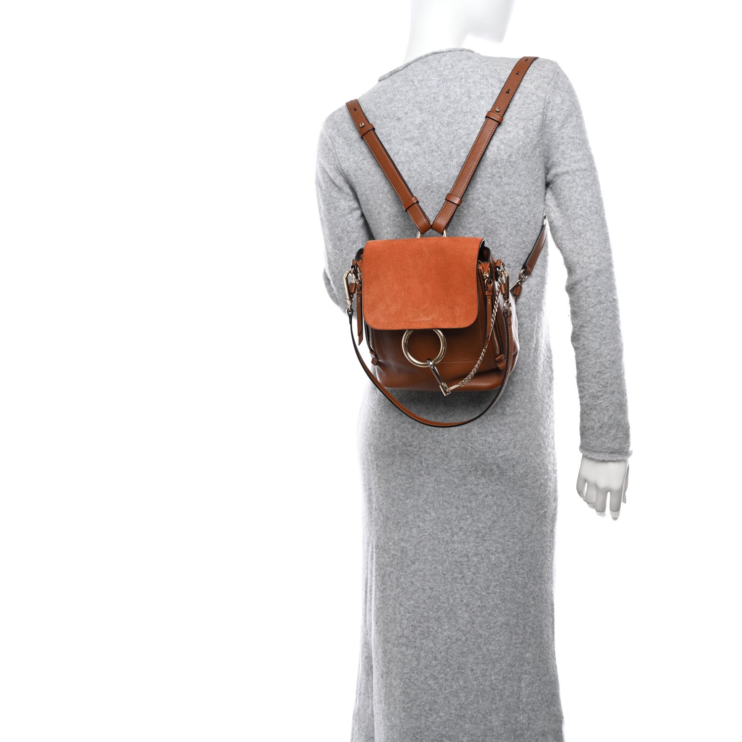 Chloe Suede Calfskin Small Faye Backpack Tan 2 of 12