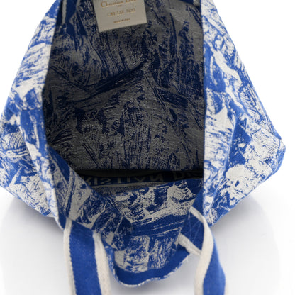 Christian Dior Canvas Print Cruise Tote Ivory Blue 5 of 11
