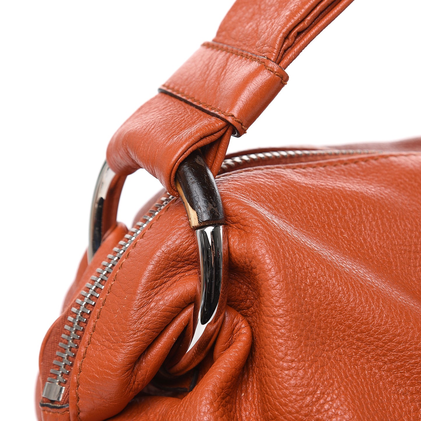 Pebbled Calfskin Medium Jungle Hobo Dark Orange