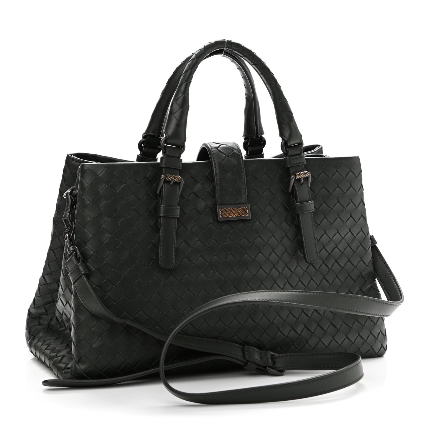 Nappa Intrecciato Small Roma Tote Dark Green