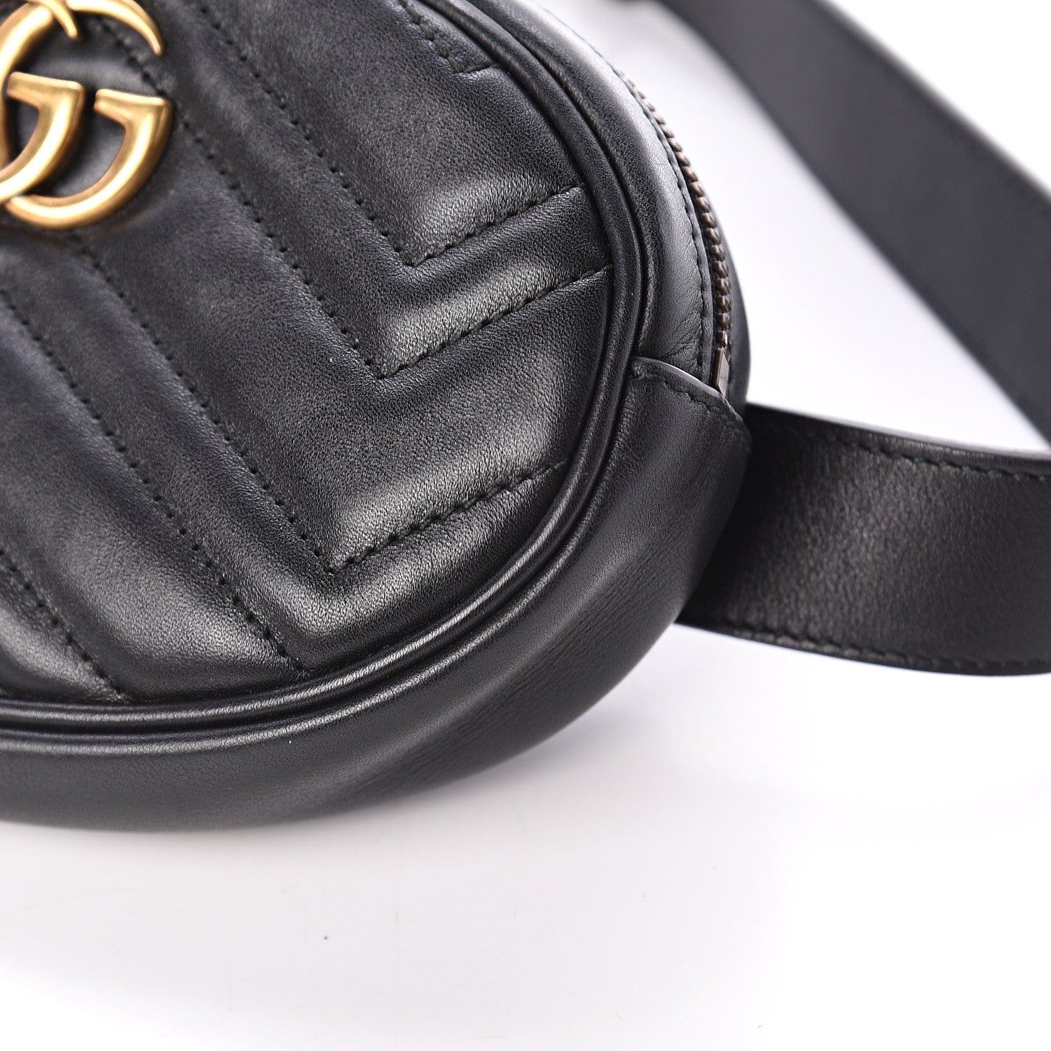 Gucci Calfskin Matelasse GG Marmont Belt Bag 85 34 Black 8 of 8