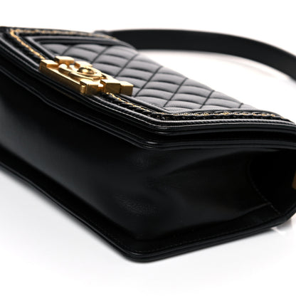 Chanel Lambskin Quilted Small Chain Detail Boy Flap Black 9 of 16