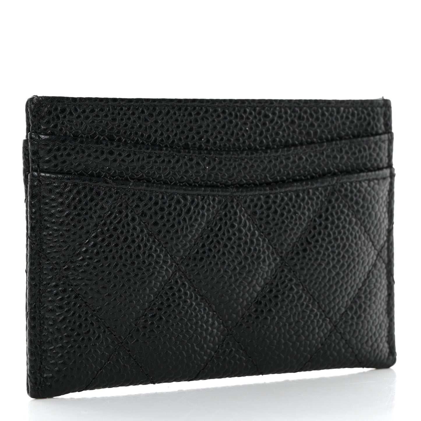 Caviar Quilted Card Holder Black