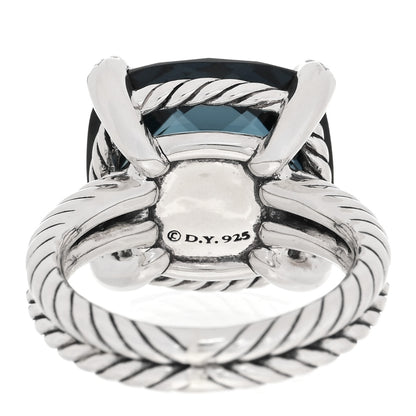 David Yurman Sterling Silver Diamond Hampton Blue Topaz 14mm Chatelaine Ring 49 5 3 of 4