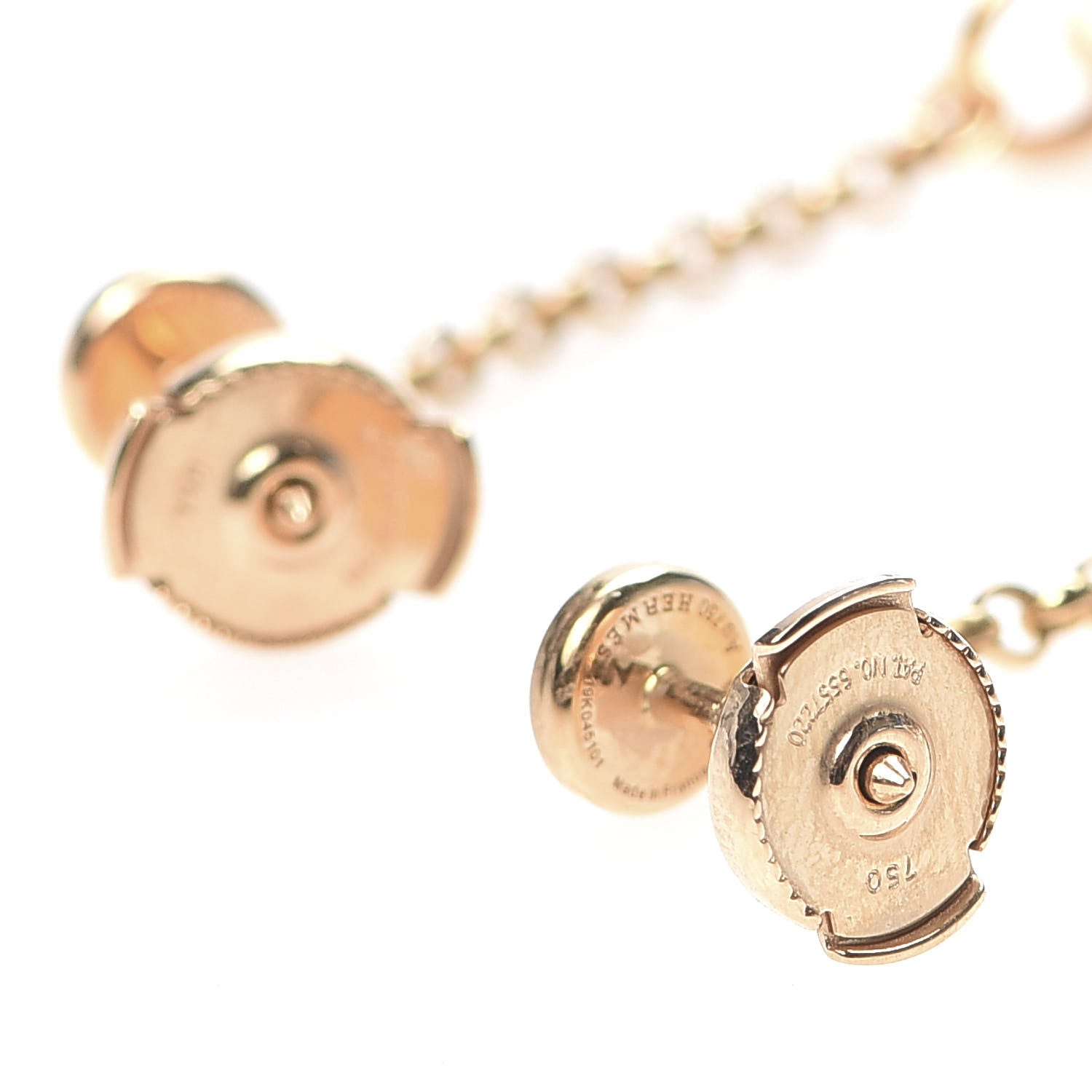 Hermes 18K Rose Gold Diamond Gambade Clou de Selle Earrings 3 of 5
