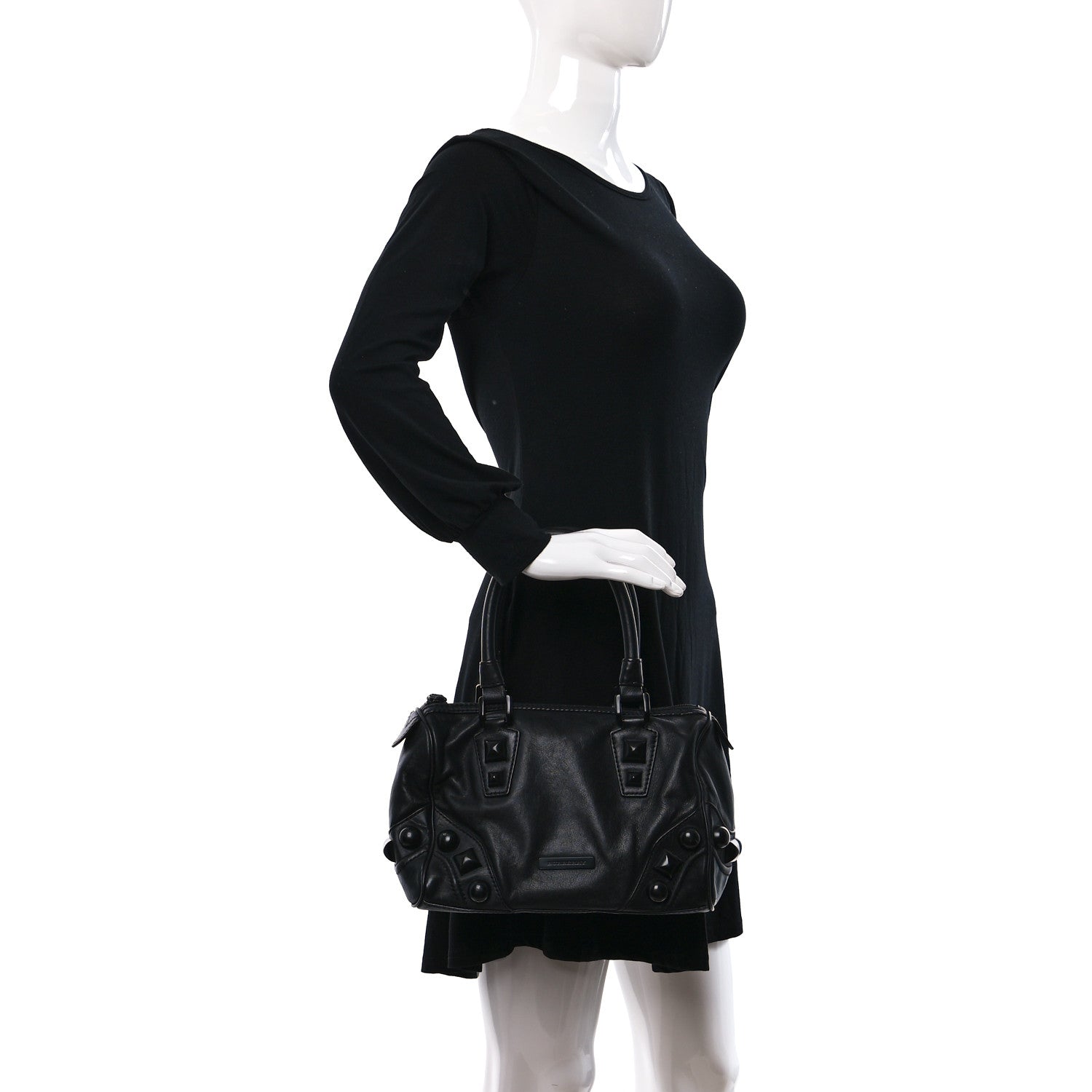 Burberry Calfskin Mega Stud Chester Bowling Bag Black 2 of 8