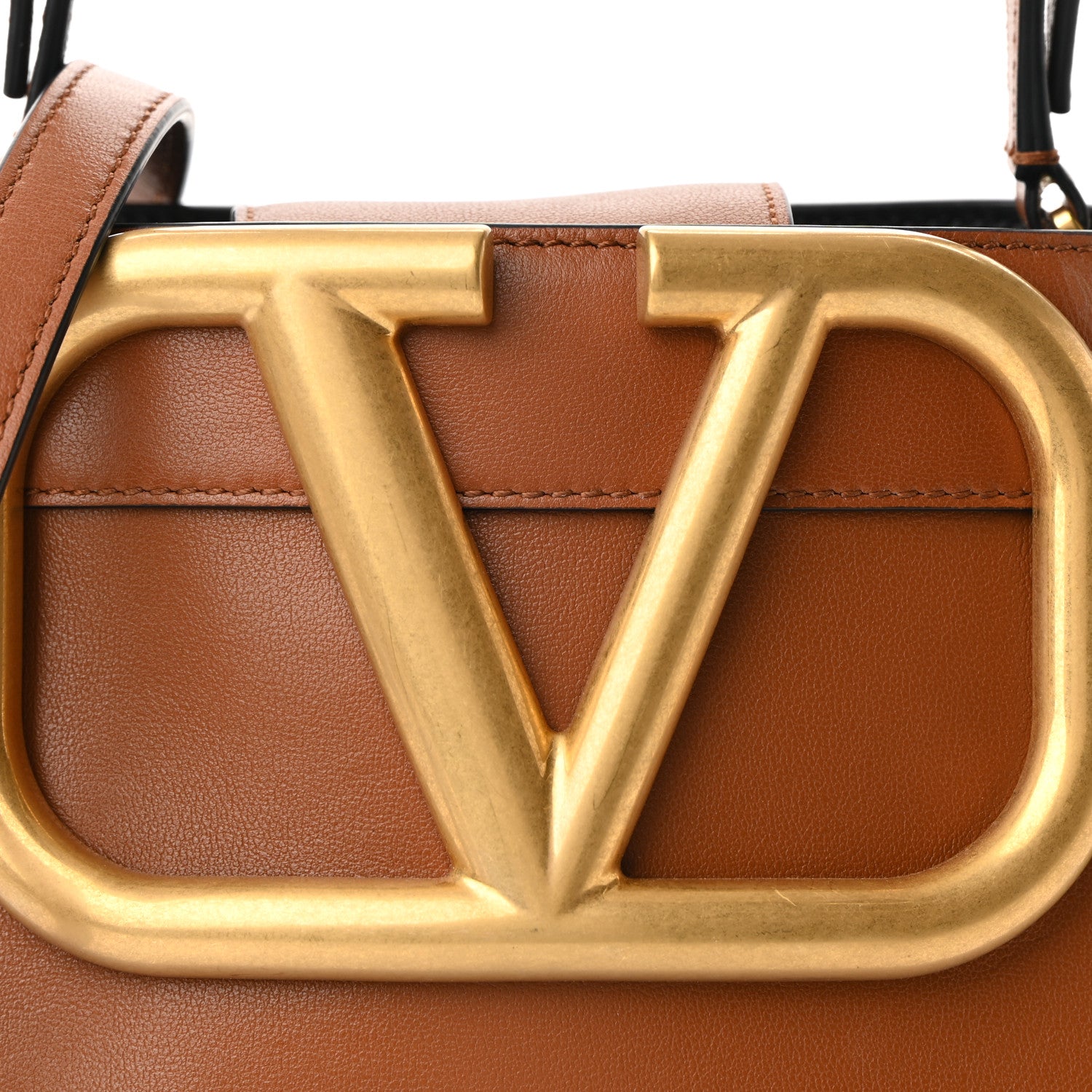 Valentino Garavani Smooth Calfskin Supervee Top Handle Bag Saddle Brown 6 of 9