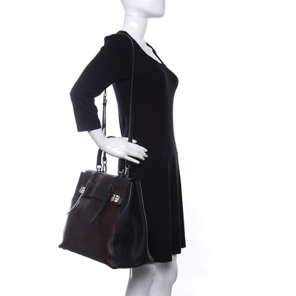 Prada City Calfskin Convertible Top Handle Tote Caffe Black 2 of 10