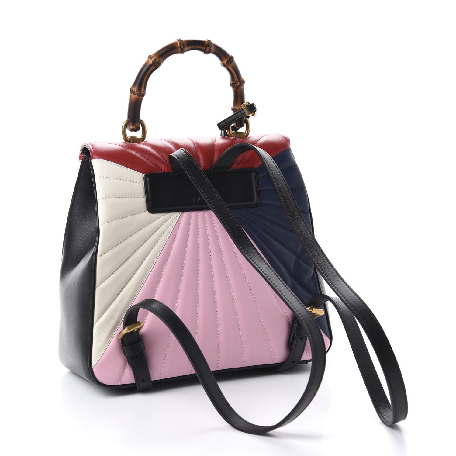 Gucci Calfskin Bamboo Trapuntata Queen Margaret Backpack Blue Agata Hibiscus Red Mystic White Sugar Pink 2 of 9