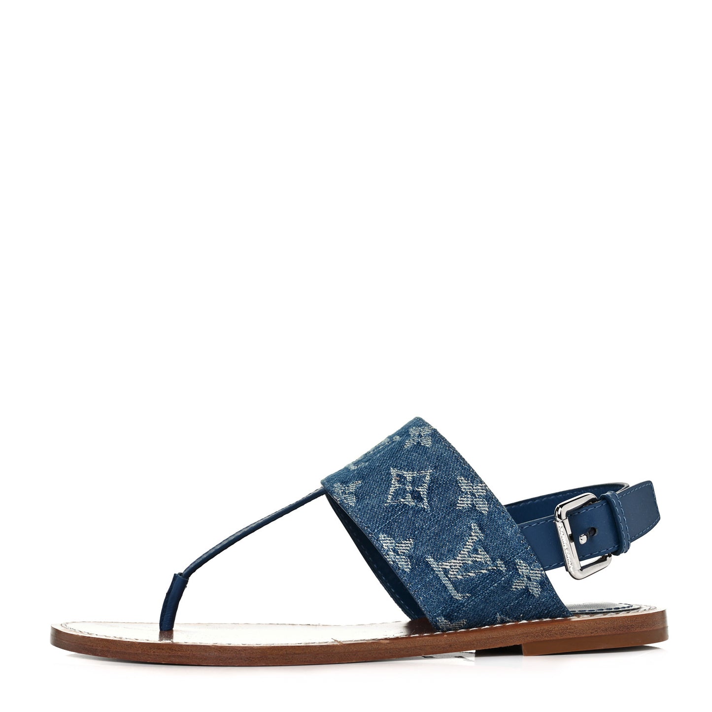 Monogram Denim Starboard Flat Thong Sandal 37 Blue