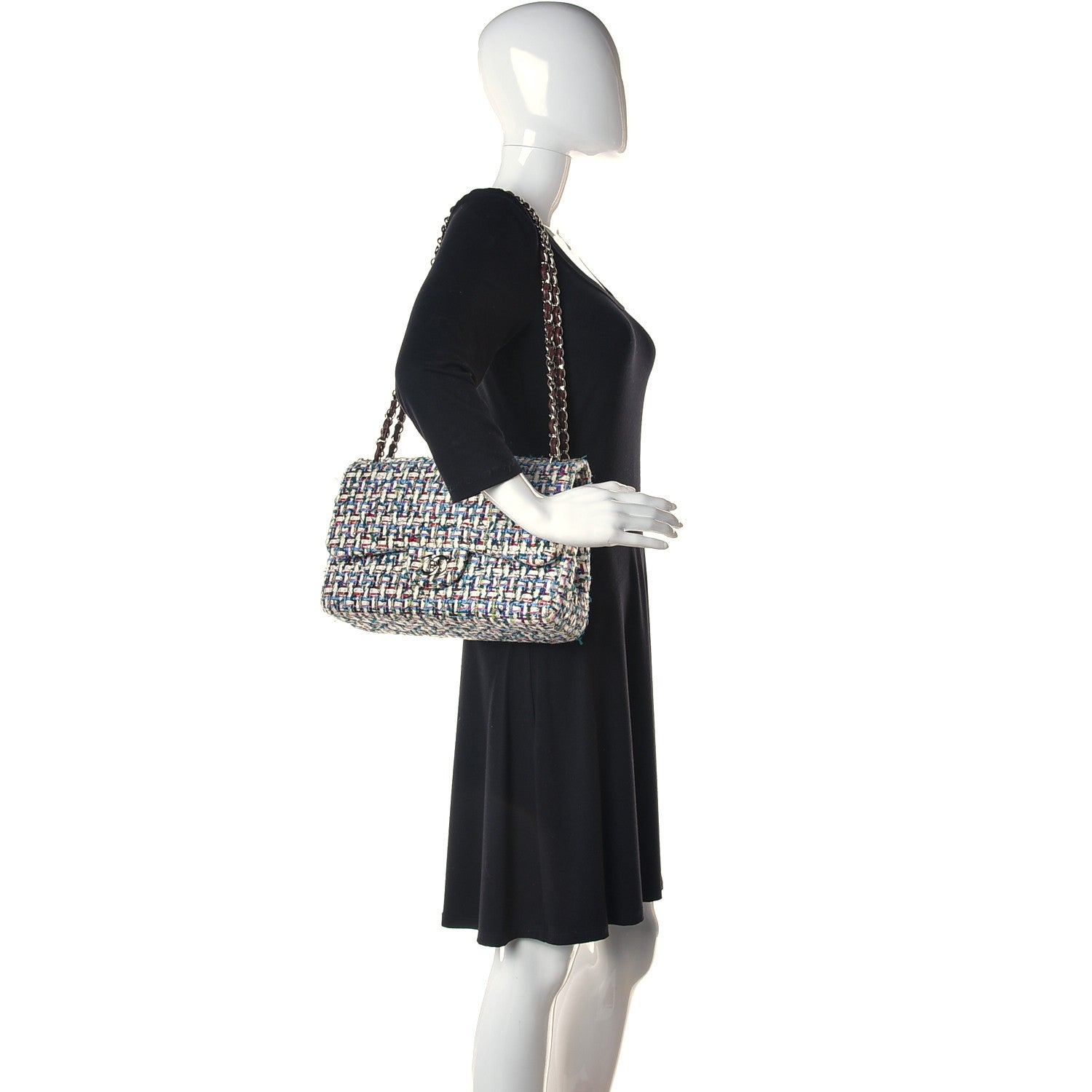 Chanel Tweed Quilted Jumbo Double Flap Multicolor 2 of 15